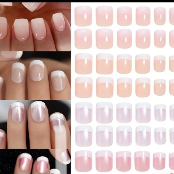 New Press on Nails Glazed Donut French Fake Fun & Fabulous Glue Pads & File - Picture 8 of 8